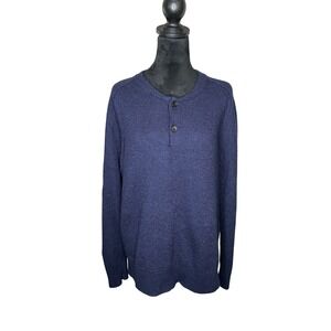 J. Crew Pullover Knit Henley Sweater Preppy Womens‎ Navy Size Large